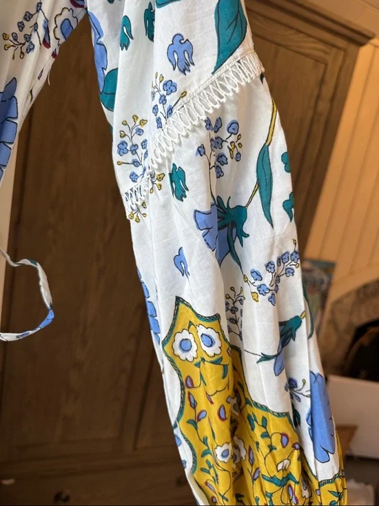 Anthropologie Maxi Dress in Blue & Yellow Floral Print - Picture 4 of 7